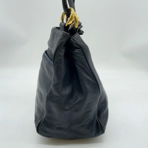 LOEWE Anagram Leather Navy Tote Bag - Picture 6 of 16